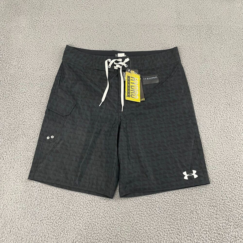 Under Armour Storm Hydro Board Shorts Men 36 Black  Heatgear Surf Loose  NWT